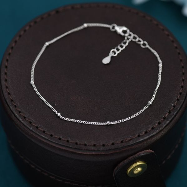 Skinny Satellite Chain Bracelet/Anklet in Sterling Silver in Sterling Silver, Silver or Gold, Single Layer Bracelet, Minimalist Bracelet