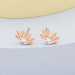 Axolotl Stud Earrings in Sterling Silver - Sea Creature Stud Earrings - Tiny Earrings - Pet Lover - Cute,  Fun, Whimsical