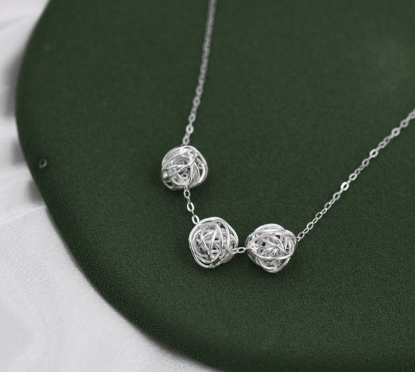 Sterling Silver Yarn ball Tumbleweed Wire Ball Pendant Necklace - Wire Wrap - Hand Woven from Sterling Silver Wire, Minimalist