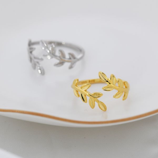 Sterling Silver Olive Leaf Ring, Adjustable Sized Ring, Friendship Ring, Olive Branch Nature Inspired Jewellery US 5 - 8